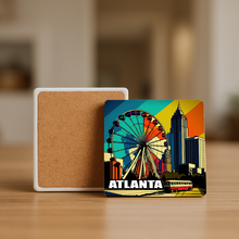 Load image into Gallery viewer, Atlanta Ferris Wheel Vintage Art Deco Stone Coaster featuring bold design
