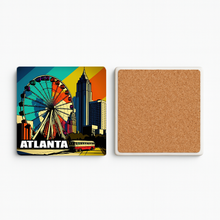 Load image into Gallery viewer, Atlanta Ferris Wheel Vintage Art Deco Stone Coaster featuring bold design
