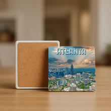 Load image into Gallery viewer, Atlanta Skyline Drone Stone Coaster featuring bold, pop-culture design
