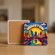 Load image into Gallery viewer, Houston Vivid Skyline Stone Coaster featuring a colorful design
