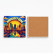 Load image into Gallery viewer, Houston Vivid Skyline Stone Coaster featuring a colorful design
