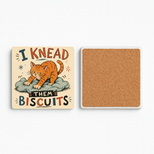 Load image into Gallery viewer, I Knead Them Biscuits Stone Coaster featuring bold retro design
