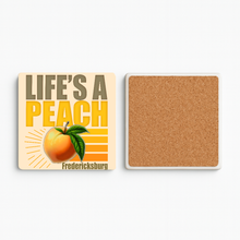 Load image into Gallery viewer, Life's A Peach Stone Coaster featuring bold retro design
