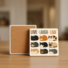 Load image into Gallery viewer, Live Laugh Loaf Stone Coaster with playful design
