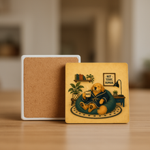 Load image into Gallery viewer, Not Today Human Dog Stone Coaster featuring retro-future design
