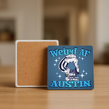 Load image into Gallery viewer, Weird Af Stone Coaster featuring bold design and retro-future style
