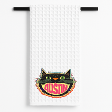 Load image into Gallery viewer, Austin Cat Tea Towel featuring bold, retro-future design
