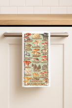 Load image into Gallery viewer, California Mushrooms Tea Towel design featuring vibrant mushroom illustrations
