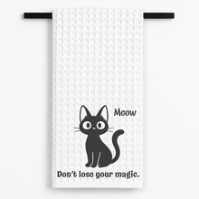 Load image into Gallery viewer, Don'T Lose Your Magic Cat Tea Towel with bold retro design
