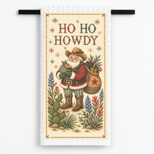 Load image into Gallery viewer, Ho Ho Howdy Texas Santa Tea Towel mockup
