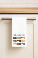 Load image into Gallery viewer, Live Laugh Loaf Cat Tea Towel mockup
