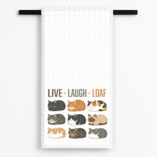 Load image into Gallery viewer, Live Laugh Loaf Cat Tea Towel mockup

