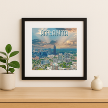 Load image into Gallery viewer, Atlanta Skyline Drone Wall Print showcasing vibrant cityscape design
