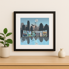 Load image into Gallery viewer, Austin Skyline Icons Wall Print showcasing bold and colorful design

