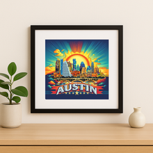 Load image into Gallery viewer, Austin Sunrise Wall Print featuring bold colors and pop-culture design
