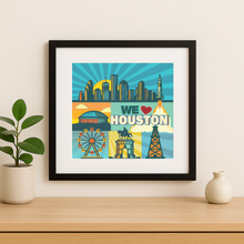 Load image into Gallery viewer, Houston Icons Wall Print showcasing vibrant colors and bold design
