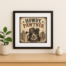 Load image into Gallery viewer, Howdy Pawtner Wall Print featuring bold colors and retro design
