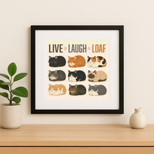 Load image into Gallery viewer, Live Laugh Loaf Wall Print featuring bold retro design
