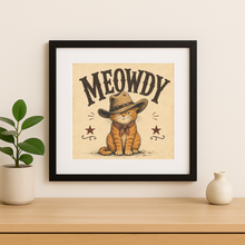 Load image into Gallery viewer, Meowdy Cat Wall Print featuring a playful cat design
