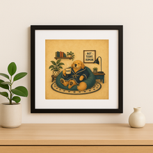 Load image into Gallery viewer, Not Today Human Dog Wall Print featuring bold design and retro-future wit
