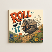 Load image into Gallery viewer, Roll With It Texas Armadillo Wall Print featuring bold colors and playful design.
