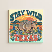 Load image into Gallery viewer, Stay Wild Texas Armadillo &amp; Flowers Wall Print mockup
