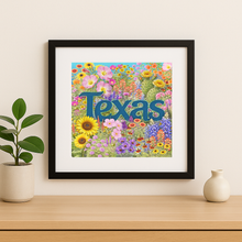 Load image into Gallery viewer, Texas Flowers Wall Print featuring bold colors and retro design
