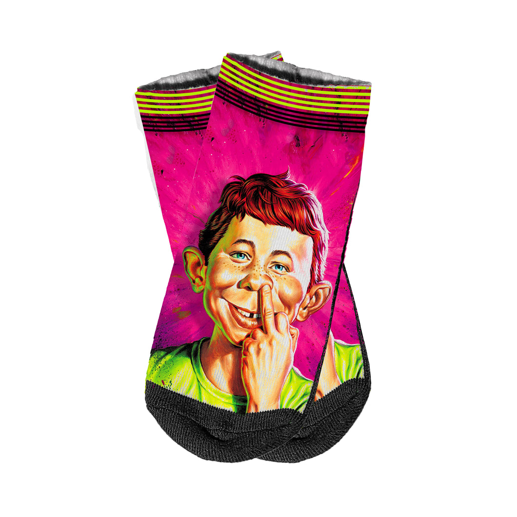 Alfred E Neuman Socks - Mad - What Me Worry? Low Cut Ankle Socks